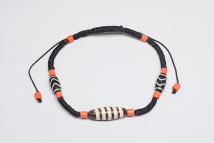Estate Chinese Banded Dzi Beads Necklace