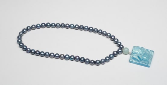 High Quality Chinese Aquamarine w/ Pearl Beads