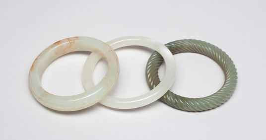 Three Chinese Jade Stone Bangles