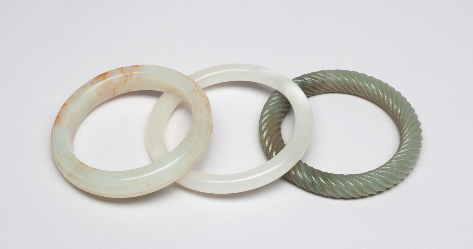 Three Chinese Jade Stone Bangles (1 of 10)