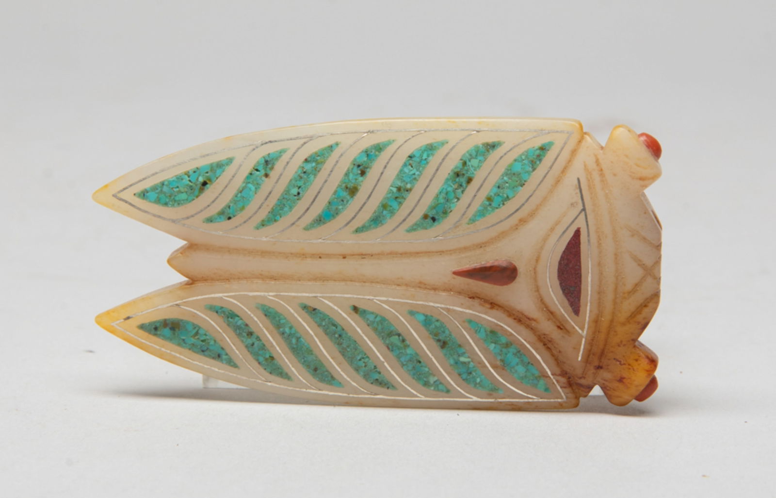 Chinese Jade Cicada Inlaid Turquoise (1 of 8)
