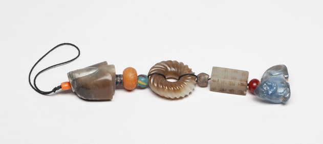 Rare Chinese Manchu Form Jade, Glass Sets