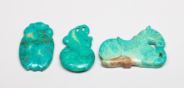 Estate Set Chinese Stone Pendants