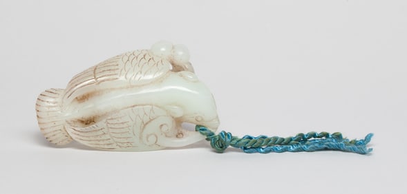 Estate Chinese Export Jade Bird Pendant