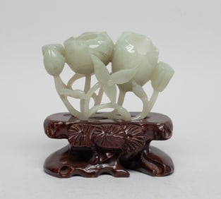 Estate Chinese Jade Sculpture on Stand