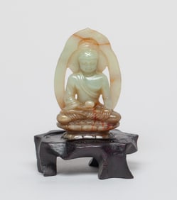 Chinese Russet Jade Buddha on Stand