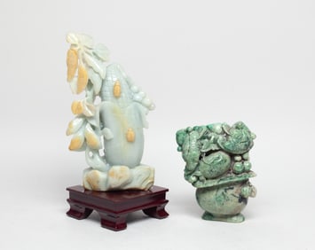 Two Chinese Export Jade Sculptures