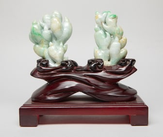 Two Chinese Export Jade Jadeite Sculptures
