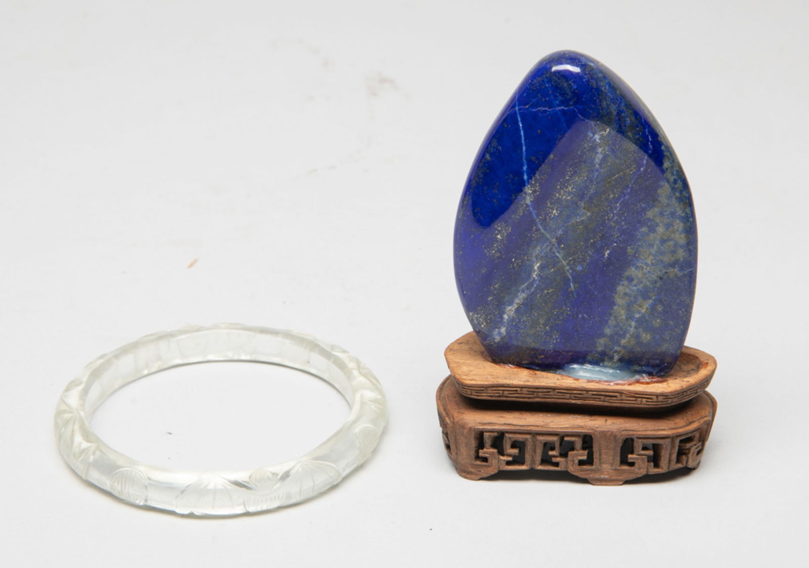 Vintage Chinese Lapis Sculpture, Clear Bangle (1 of 13)