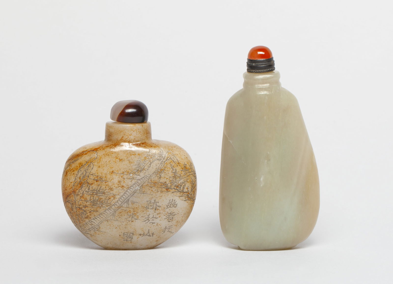 Two Chinese Jade Carved Snuff Bottles (1 of 16)