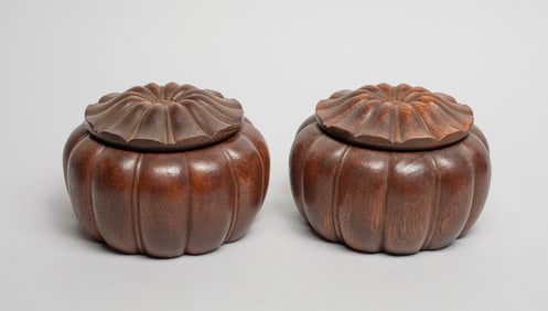 Two Chinese Wood Chess Boxes