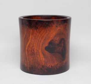 Estate Chinese Export Wood Brush Pot