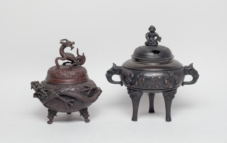 Estate Vintage Japanese Bronze Censers