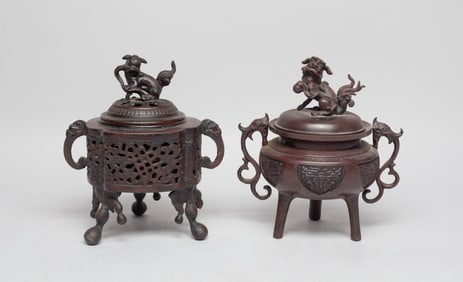 Estate Vintage Japanese Bronze Censers