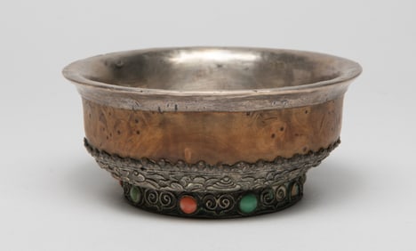 Chinese Tibetan Cherry Wood Bowl