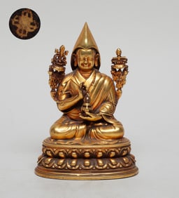 Estate Chinese Gilt Bronze Cabinet Buddha