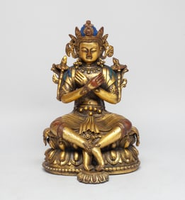 Chinese Sino-Tibetan Gilt Bronze Buddha