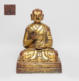 Tall Chinese Sino-Tibetan Gilt Bronze Buddha
