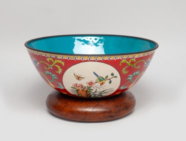 Estate Chinese Enameled on Copper Bowl