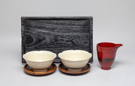 Estate Chinese Cream White Porcelain Tea Bowls