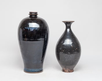 Two Chinese Jichou Type Glazed Porcelain Vases