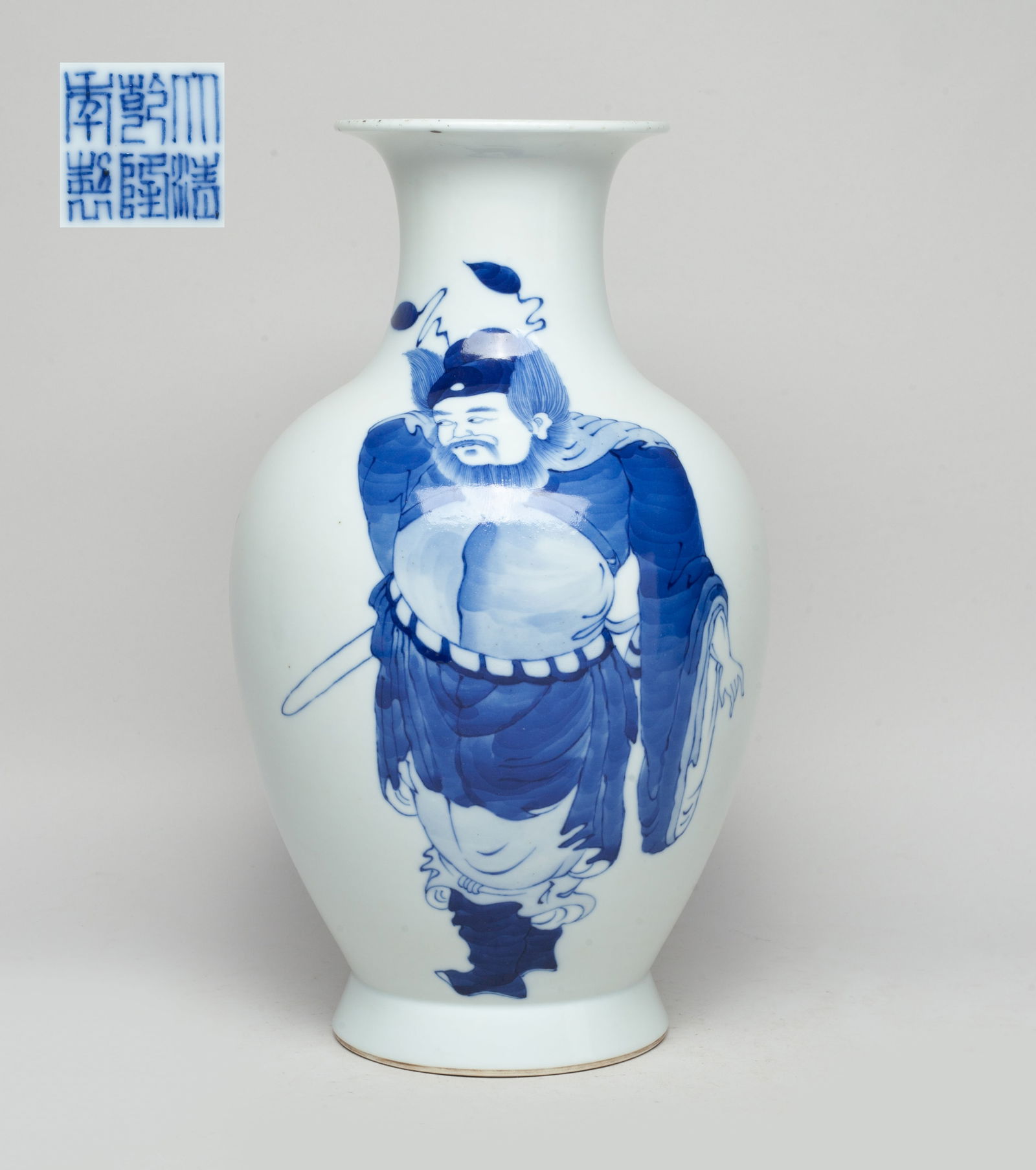 Large Chinese Export Blue & White Porcelain Vase (1 of 13)