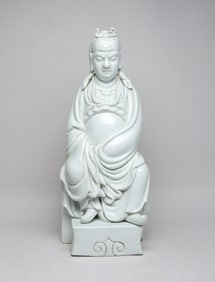 Tall Chinese Blanc De Porcelain Sculpture