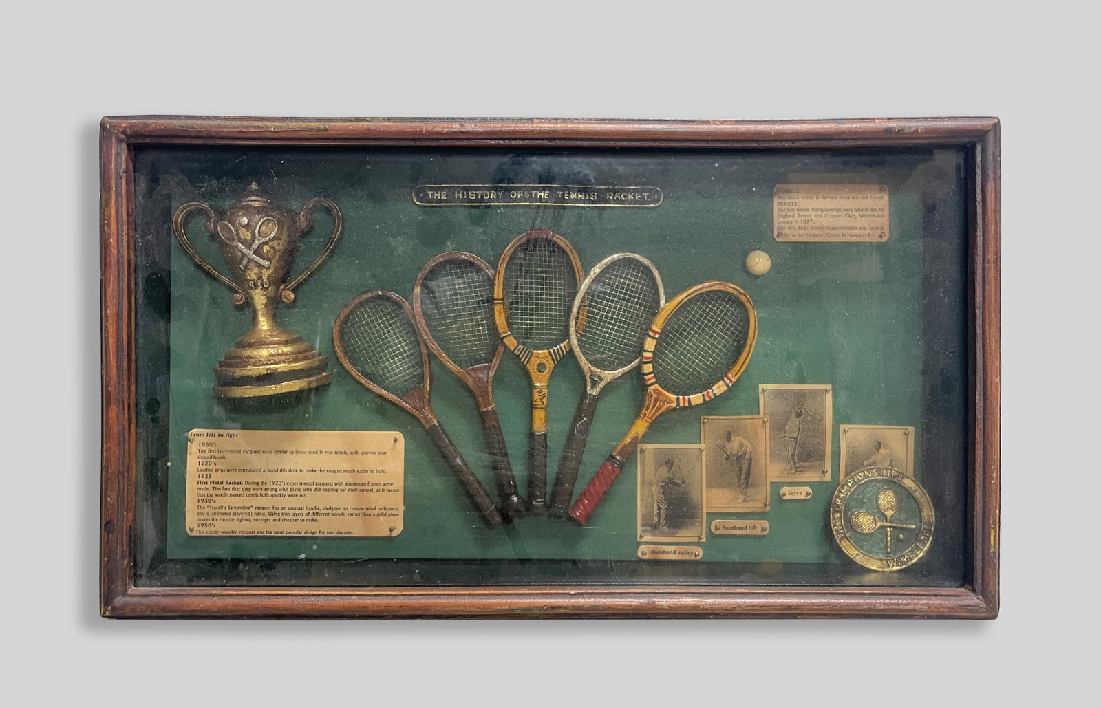 The History of The Tennis Racket Wall Hanging: Wall hanging decor, The History of The Tennis Racket. Approx. 20*11.1*3 inch.