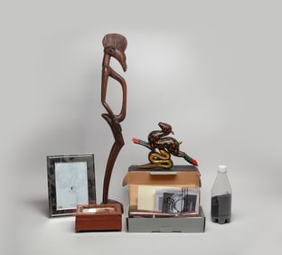 Lacquer Sculpture, African Wood, Decors