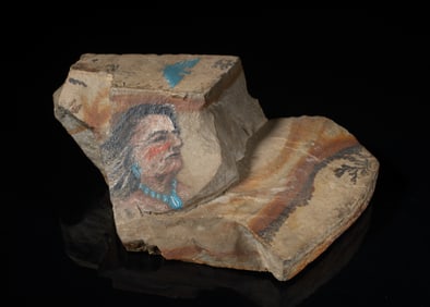 American Indian Painted Art Cave Stone
