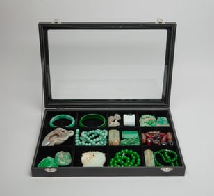 Chinese Export Translucent Jade, Colored Stones