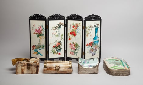Vintage Chinese Jewelry Boxes, Table Screen
