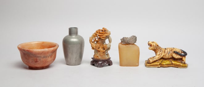 Chinese Vintage Stone, Pewter & Decors