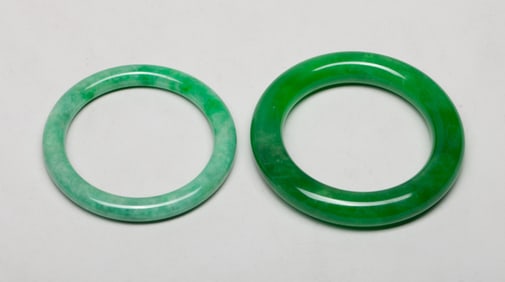 Two Chinese Export Colored Stone Bangles