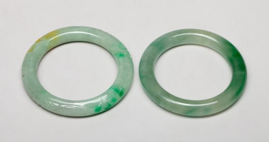 Two Chinese Export Colored Stone Bangles