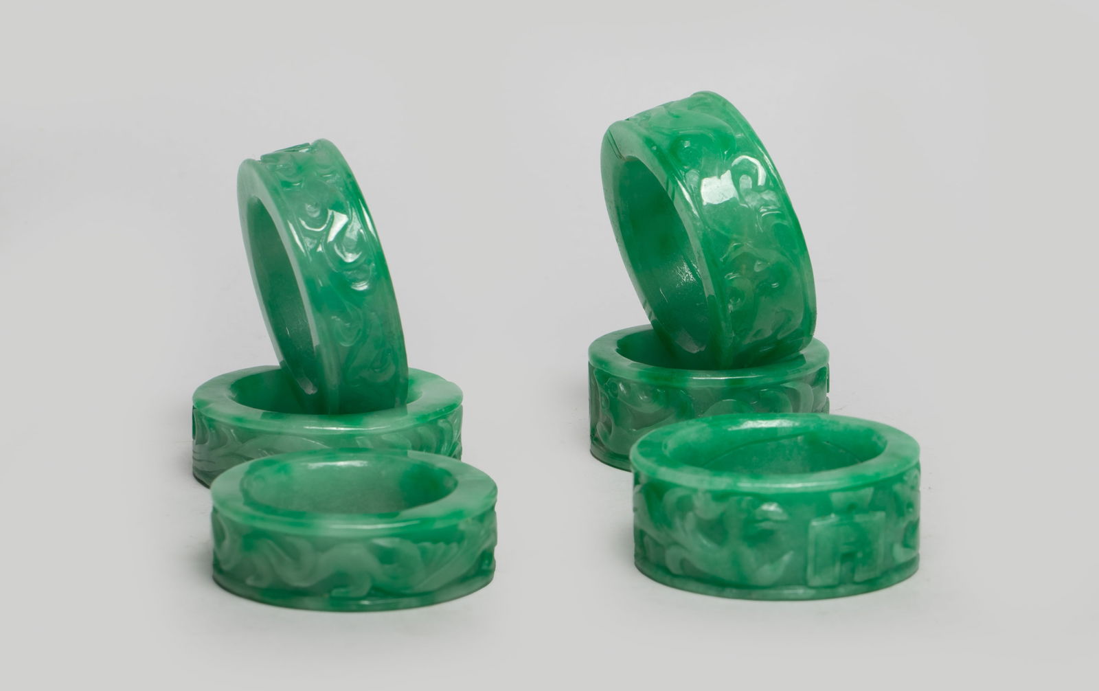 Estate Set Chinese Colored Stone Napkin Rings (1 of 13)