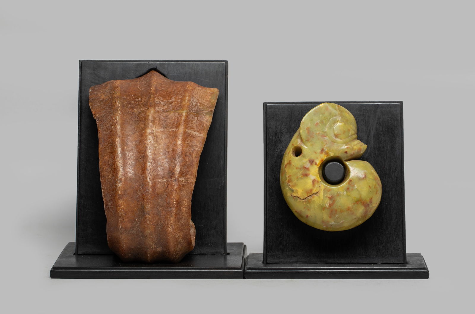 Two Chinese Stone Carvings on Wood Base (1 of 14)