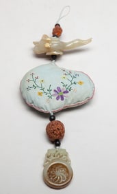 Set Chinese Jade, Carved Nuts Pendants