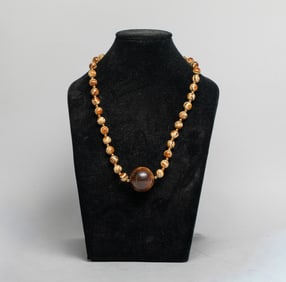 Estate Chinese Export Nature Amber Necklace