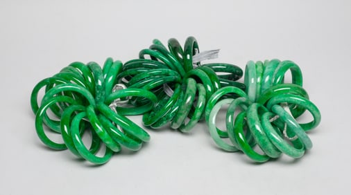 Estate Set Chinese Export Colored Stone Bangles