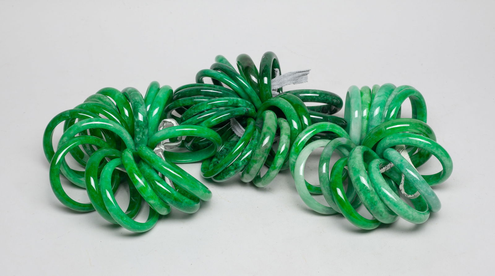 Estate Set Chinese Export Colored Stone Bangles (1 of 12)