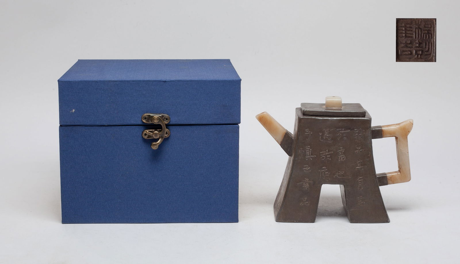 Chinese Export Zisha Tea Pot Covered Pewter (1 of 12)