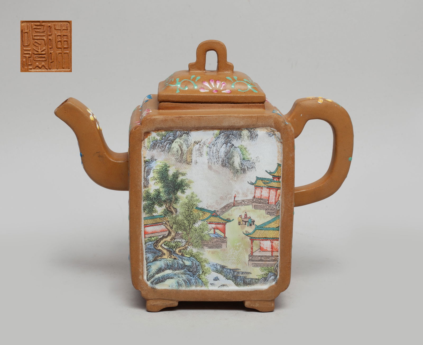 Estate Chinese Enameled Zisha Tea Pot (1 of 16)