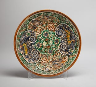 Large Chinese Sanchai Glazed Stoneware Charger