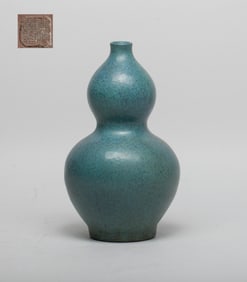 Chinese Flambe Glazed Porcelain Gourd Vase