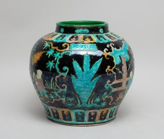 Chinese Fahua Glazed Porcelain Jar