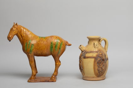 Estate Two Chinese Glazed Pottery Pieces