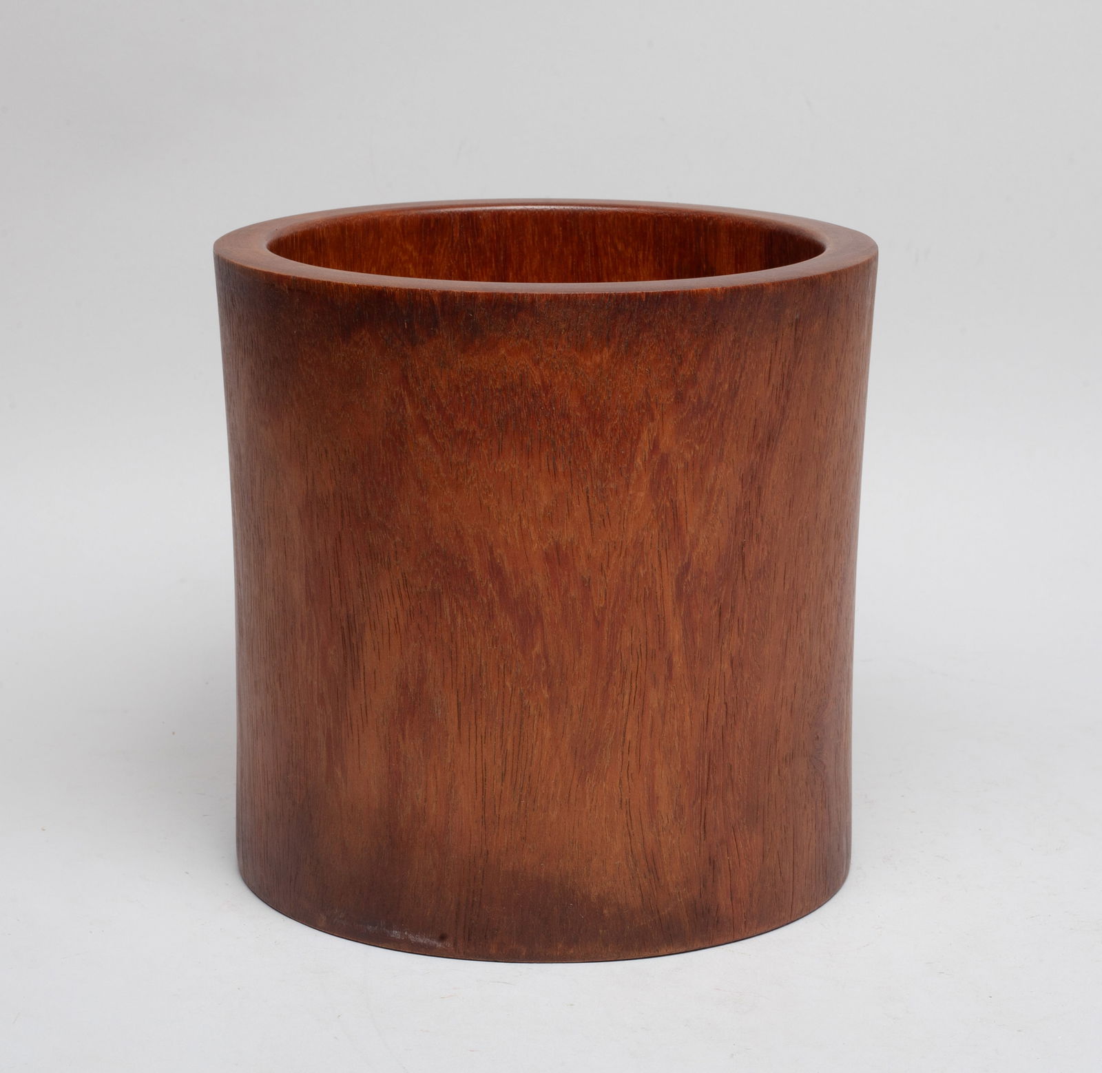 Collectible Chinese Hard Wood Brush Pot: Of cylindrical form, the bottom pierced with an aperture and set with a stopper. Approx. 6.7*6.6 inch.