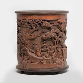 Collectible Chinese Bamboo Carved Brush Pot
