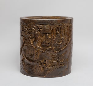 Large Chinese Bark of Agarwood Brush Pot